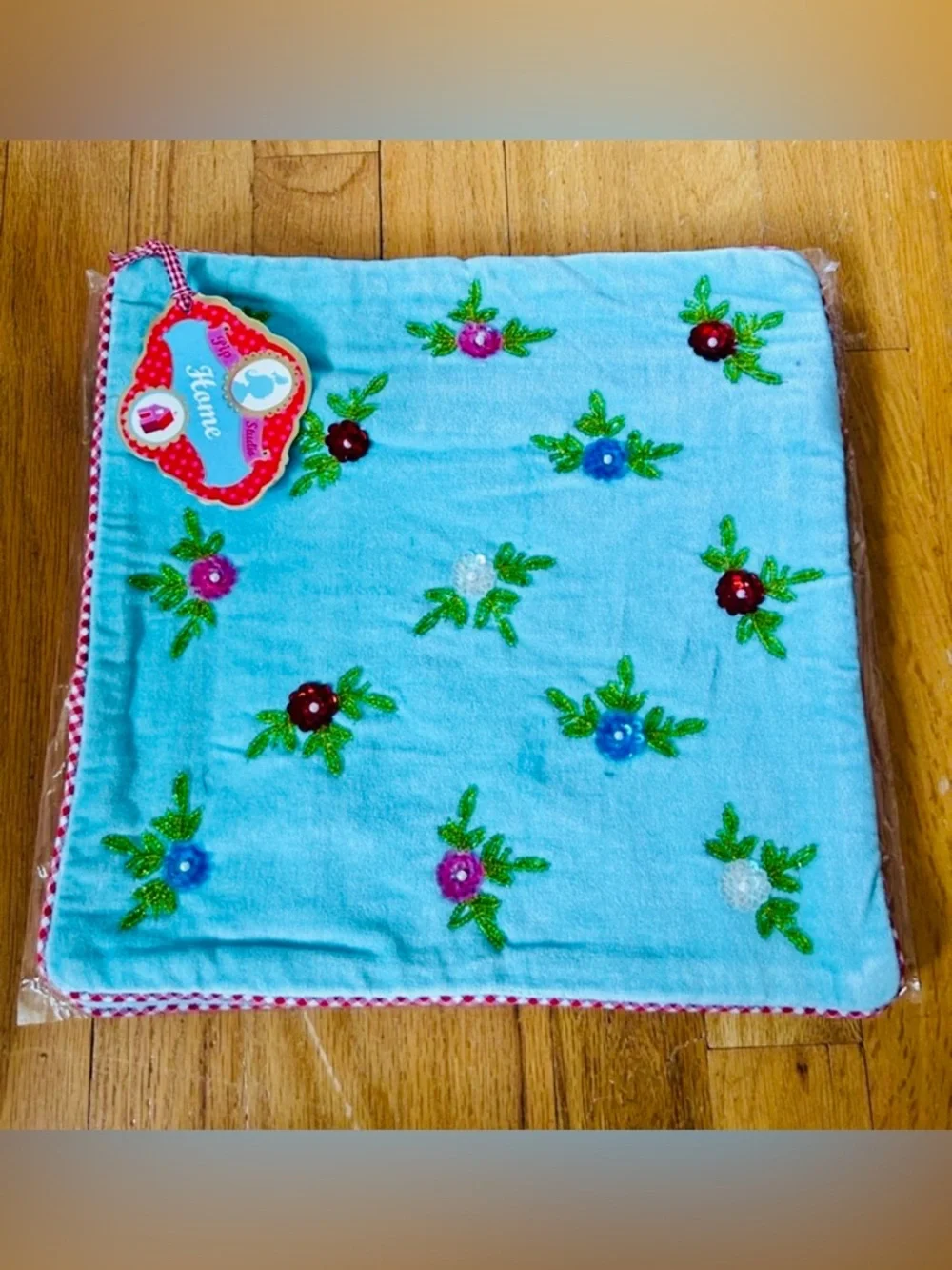 Anthropologie‎ Pip Studio Light Blue velvet sequin 12x12 pillow cushion covers 2
